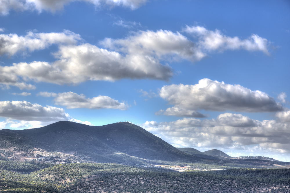 Closeup view of mount meron from the Holy city of safed Israel (tzfat)