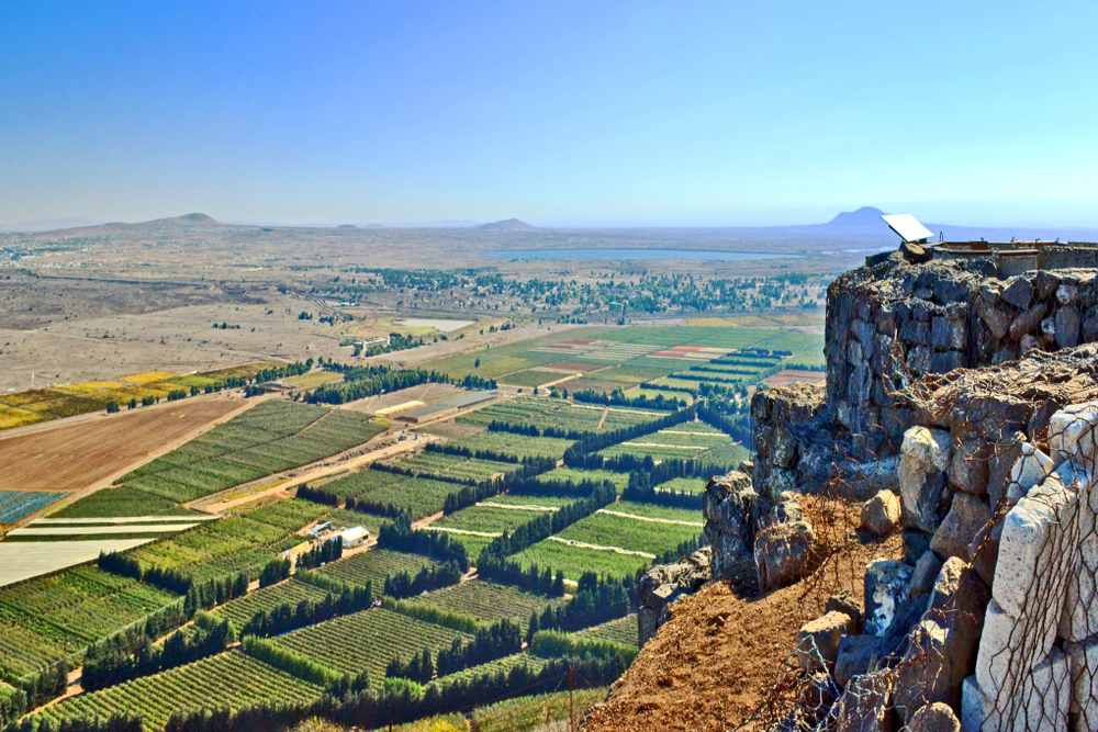 View from above of Mount Bental. Border between Israel and Syria